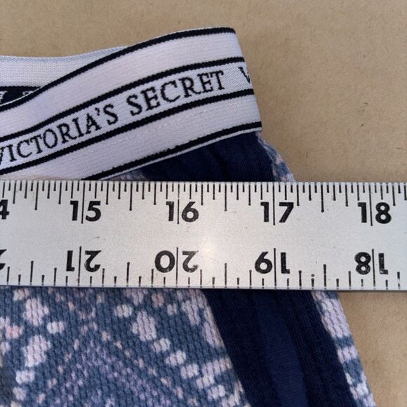 victoria's secret thermal long pajama set Size Large Blue And Pink Argyle - Picture 7 of 9